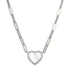 Charles Garnier Charles Garnier Sterling Silver Necklace Made With Paperclip Chain (3mm) And 15mm Mother Of Pearl Heart With CZ
