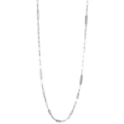 Charles Garnier Charles Garnier Sterling Silver Station Necklace Made With Paperclip Chain (3mm) And 6 Double Sided CZ Bars (18x4mm)