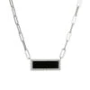 Charles Garnier Charles Garnier Sterling Silver Necklace Made With Paperclip Chain (3mm) And Black Onyx With CZ (24x8mm) In Center