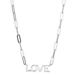 Charles Garnier Charles Garnier Sterling Silver Necklace Made With Paperclip Chain (3mm) And Word ''LOVE'' In Center
