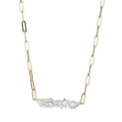 Charles Garnier Charles Garnier Sterling Silver Necklace Made With Paperclip Chain (3mm) And Baguette CZ