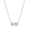 Charles Garnier Charles Garnier Sterling Silver Necklace Made With Paperclip Chain (2mm) And Mother Of Pearl With CZ (18x6mm) In Center