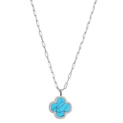 Charles Garnier Charles Garnier Sterling Silver Necklace Made With Paperclip Chain (2mm) And Clover Pendant (25x19mm)