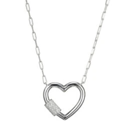 Charles Garnier Charles Garnier Sterling Silver Necklace Made With Paperclip Chain (2mm) And CZ Heart Motif (26x24mm)