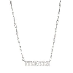 Charles Garnier Charles Garnier Sterling Silver Necklace Made With Paperclip Chain (2mm) And CZ Word ''MAMA'' In Center