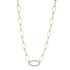 Charles Garnier Charles Garnier Sterling Silver Necklace Made With Marquise Chain (8mm) And A CZ Link In Center (24x12mm)
