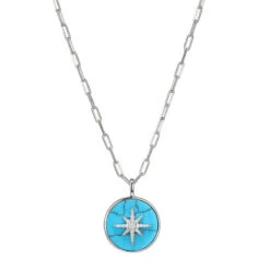 Charles Garnier Charles Garnier Sterling Silver Necklace Made With Paperclip Chain (2mm) And Starburst Pendant (23x18mm)