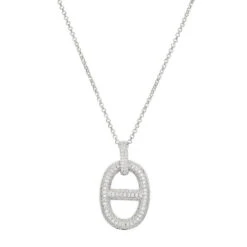 Charles Garnier Charles Garnier Sterling Silver Necklace Made With Rolo Chain And CZ Marina Motif Pendant (3x18mm)
