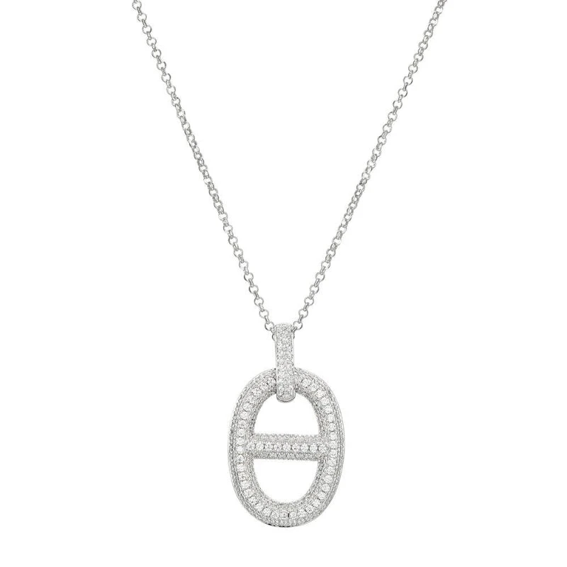 Charles Garnier Charles Garnier Sterling Silver Necklace Made With Rolo Chain And CZ Marina Motif Pendant (3x18mm)