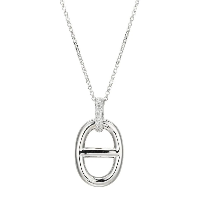 Charles Garnier Charles Garnier Sterling Silver Necklace Made With Rolo Chain And Marina Motif On CZ Bail Pendant (3x18mm)