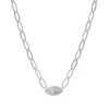 Charles Garnier Charles Garnier Sterling Silver Necklace Made Of Marquise Chain (8mm) And White Mother Of Pearl With CZ (2x9x1mm) In Center