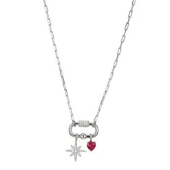 Charles Garnier Charles Garnier Sterling Silver Necklace Made With Paperclip Chain (2mm) And Carabiner With 2 Charms