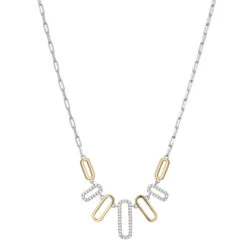 Charles Garnier Charles Garnier Sterling Silver Necklace Made With Paperclip Chain (2mm) And Multi CZ Paperclip Links