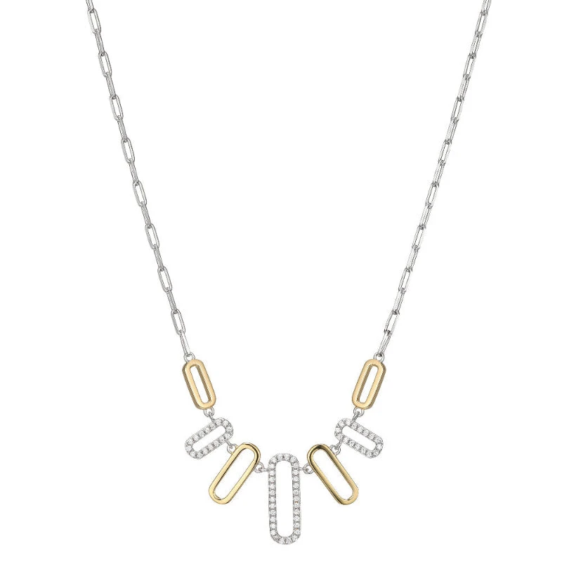 Charles Garnier Charles Garnier Sterling Silver Necklace Made With Paperclip Chain (2mm) And Multi CZ Paperclip Links