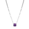 Charles Garnier Charles Garnier Sterling Silver Necklace With Amethyst Color CZ (Cushion Shape 12X12mm) On 3mm Paperclip Chain