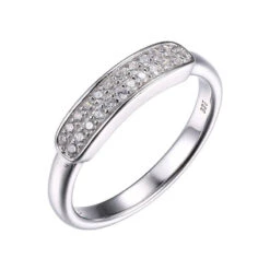 Charles Garnier Charles Garnier Sterling Silver Ring With Pave CZ Bar Size 6 Rhodium Finish