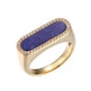 Charles Garnier Charles Garnier Sterling Silver Ring Made With Lapis Lazuli (17x5mm) And CZ 18K Yellow Gold Finish Size 6