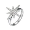 Charles Garnier Charles Garnier Sterling Silver Ring With CZ Starburst Motif Size 6 Rhodium Finish