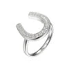 Charles Garnier Charles Garnier Sterling Silver Ring With CZ Horseshoe Size 6 Rhodium Finish