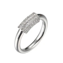 Charles Garnier Charles Garnier Sterling Silver Ring With CZ Cylinder (12mm) Size 6 Rhodium Finish
