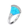 Charles Garnier Charles Garnier Sterling Silver Ring Made With Synthetic Blue Opal (13x9x2mm) And CZ Rhodium Finish Size 6