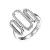 Charles Garnier Charles Garnier Sterling Silver Ring With Multi CZ Paperclip Links Size 6 Rhodium Finish