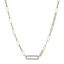 Charles Garnier Charles Garnier Sterling Silver Necklace Made With Paperclip Chain (5Mm) And Cz Link In Center